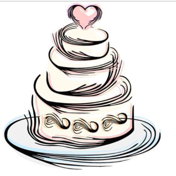 3 tiered wedding cake sketch Angela's Bakery